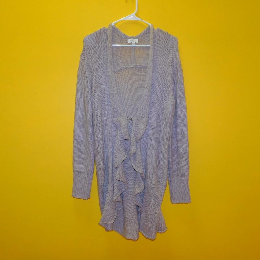 UMGEE open knit ruffle waterfall cardigan
